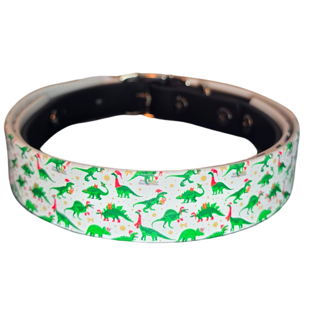 Merry Saurus | Christmas BioThane Dog Collar