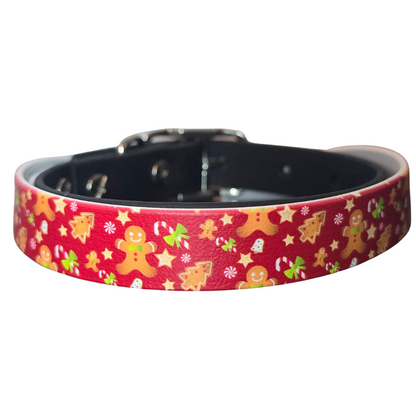 Gingerbread Red | Christmas BioThane Dog Collar