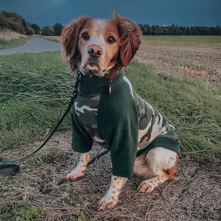 Patch&PopsBoutique fleece Waterproof Dog Fleece: Cammo and Green